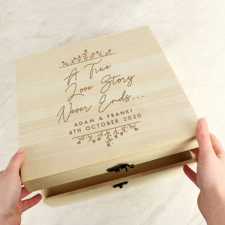 Personalised True Love Story Wooden Keepsake Box