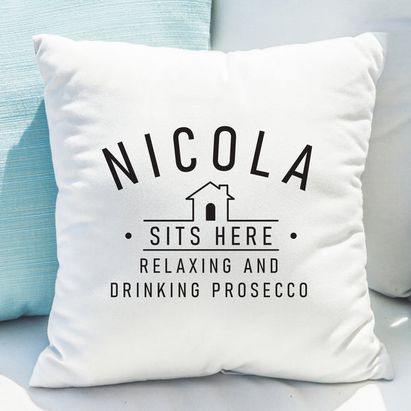 Personalised (Insert Name) Sits Here Cushion