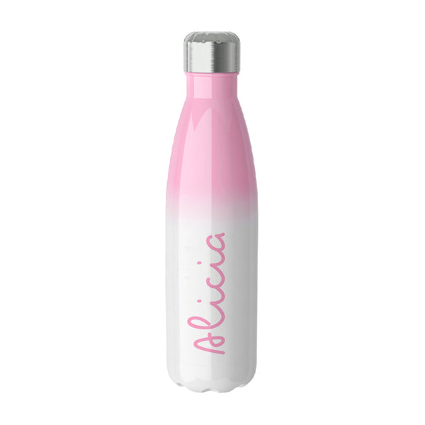 Personalised Summer Sunset Insulated Pink Water Bottle
