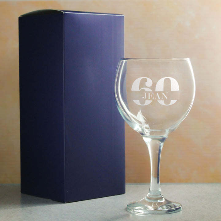 Engraved Gin Balloon Cocktail Glass with Name in 60 Design Image 3