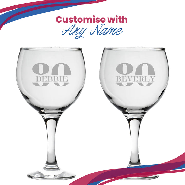 Engraved Gin Balloon Cocktail Glass with Name in 80 Design Image 5