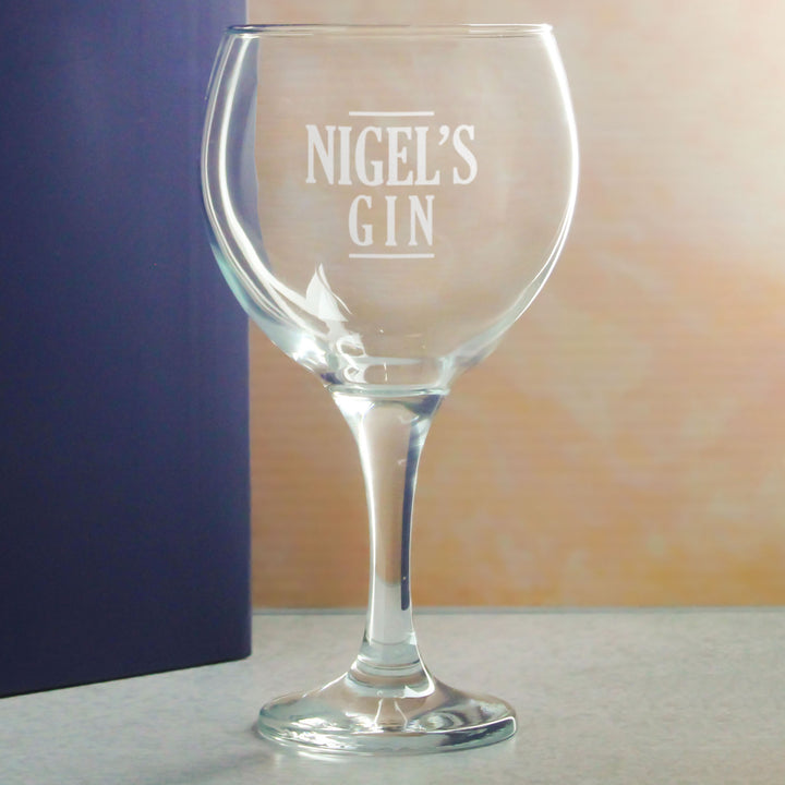 Engraved Gin Balloon Cocktail Glass with Name's Gin Serif Design, Personalise with Any Name Image 4