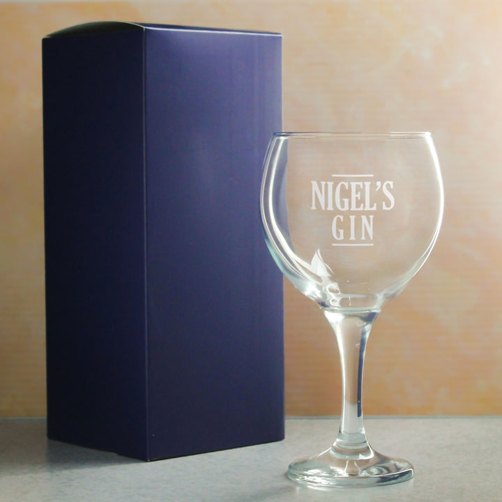 Engraved Gin Balloon Cocktail Glass with Name's Gin Serif Design, Personalise with Any Name Image 3