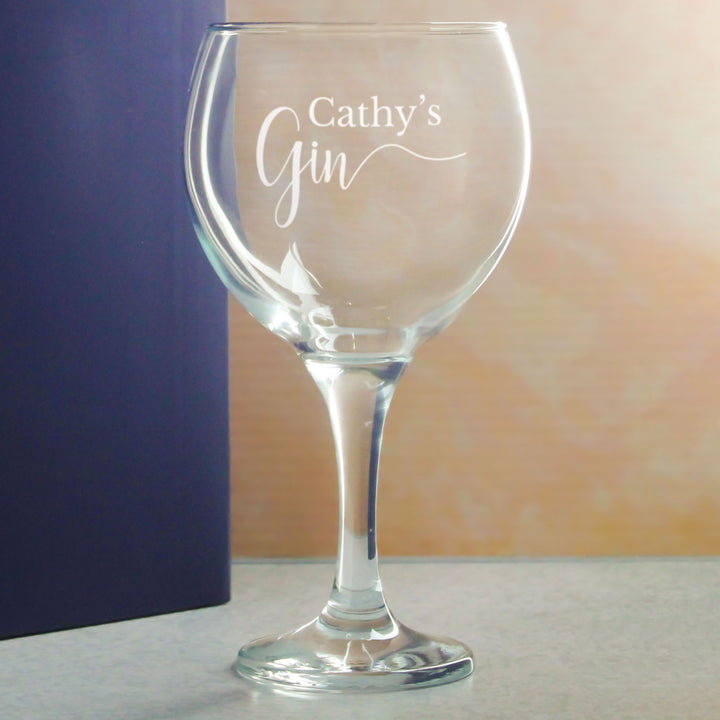 Engraved Gin Balloon Cocktail Glass with Name's Gin Design, Personalise with Any Name Image 4
