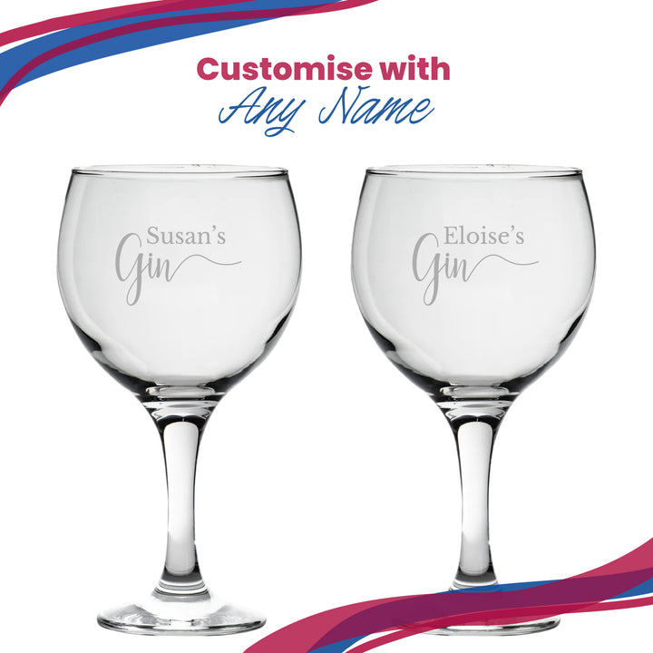 Engraved Gin Balloon Cocktail Glass with Name's Gin Design, Personalise with Any Name Image 5