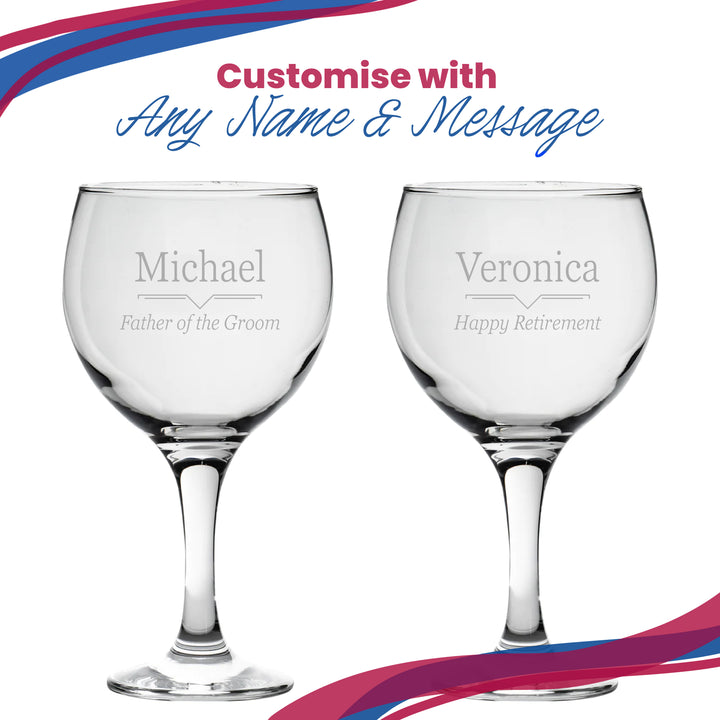 Engraved Gin Balloon Glass with Line Break Design, Personalise with Any Name and Message Image 5