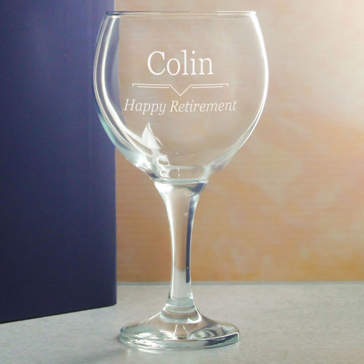 Engraved Gin Balloon Glass with Line Break Design, Personalise with Any Name and Message Image 4