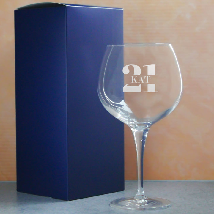 Engraved Primeur Gin Balloon Cocktail Glass with Name in 21 Design Image 3