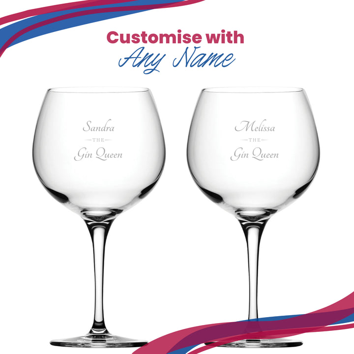 Engraved Primeur Gin Balloon Cocktail Glass with The Gin Queen Design, Personalise with Any Name Image 5