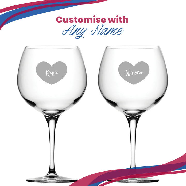 Engraved Primeur Gin Balloon Cocktail Glass with Name in Heart Design, Personalise with Any Name Image 5