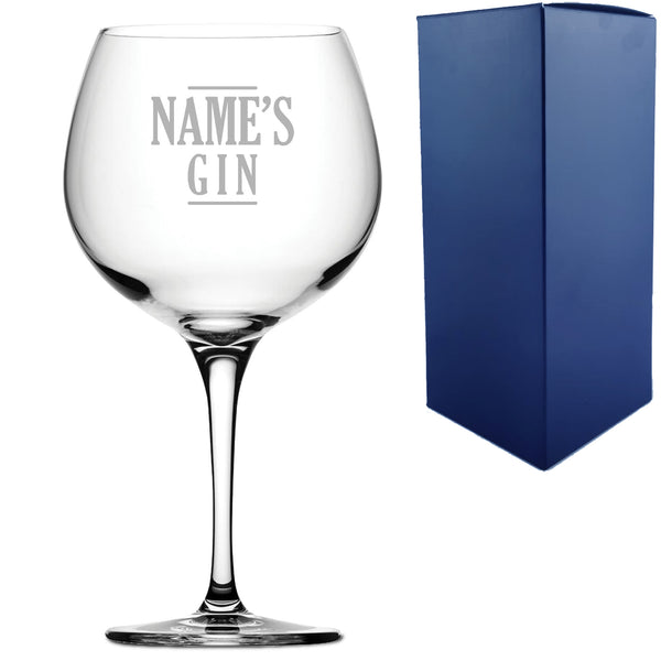 Engraved Primeur Gin Balloon Cocktail Glass with Name's Gin Serif Design, Personalise with Any Name Image 1