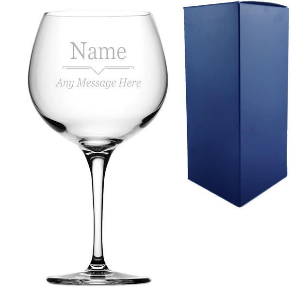 Engraved Primeur Gin Balloon Glass with Line Break Design, Personalise with Any Name and Message Image 1