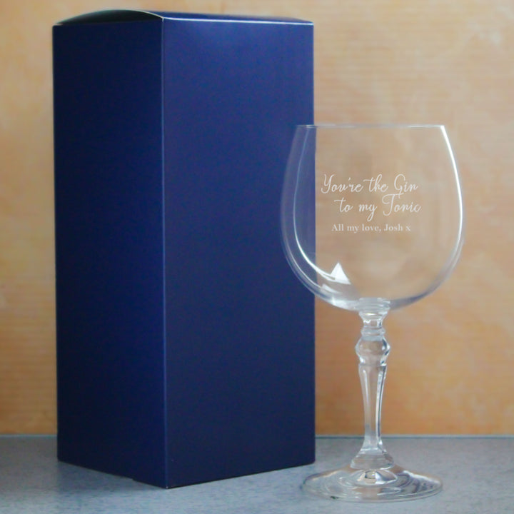 Engraved Crystal Gin and Tonic Glass with You're the Gin to My Tonic Design, Personalise with Any Message Image 3