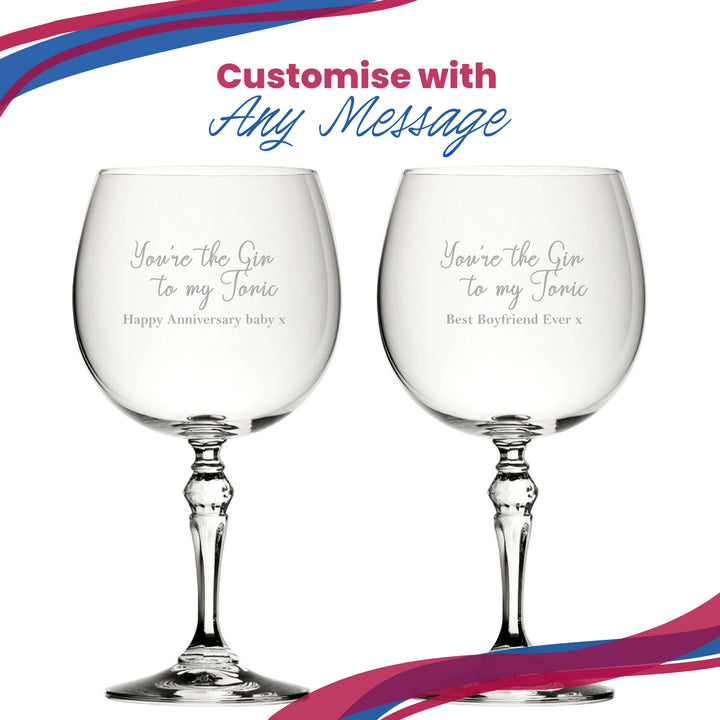 Engraved Crystal Gin and Tonic Glass with You're the Gin to My Tonic Design, Personalise with Any Message Image 5