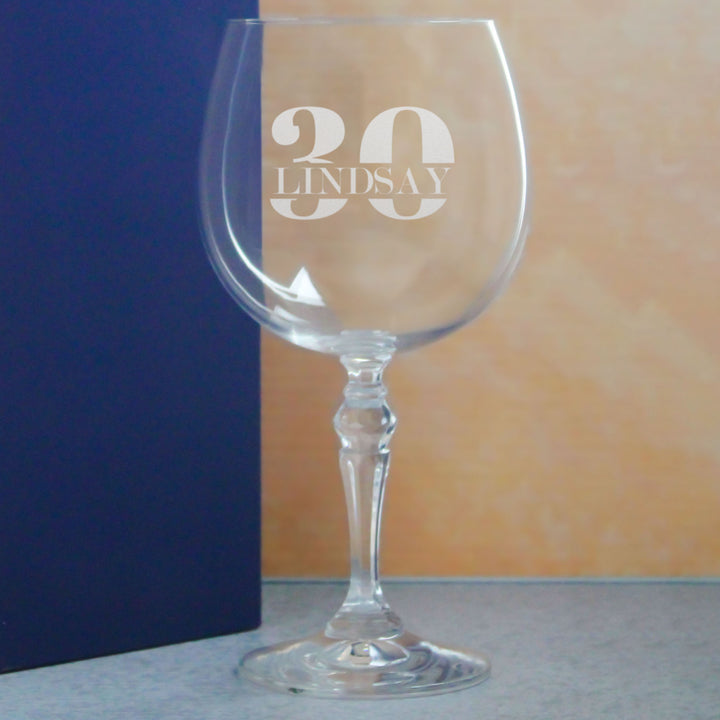 Engraved Crystal Gin and Tonic Cocktail Glass with Name in 30 Design Image 4
