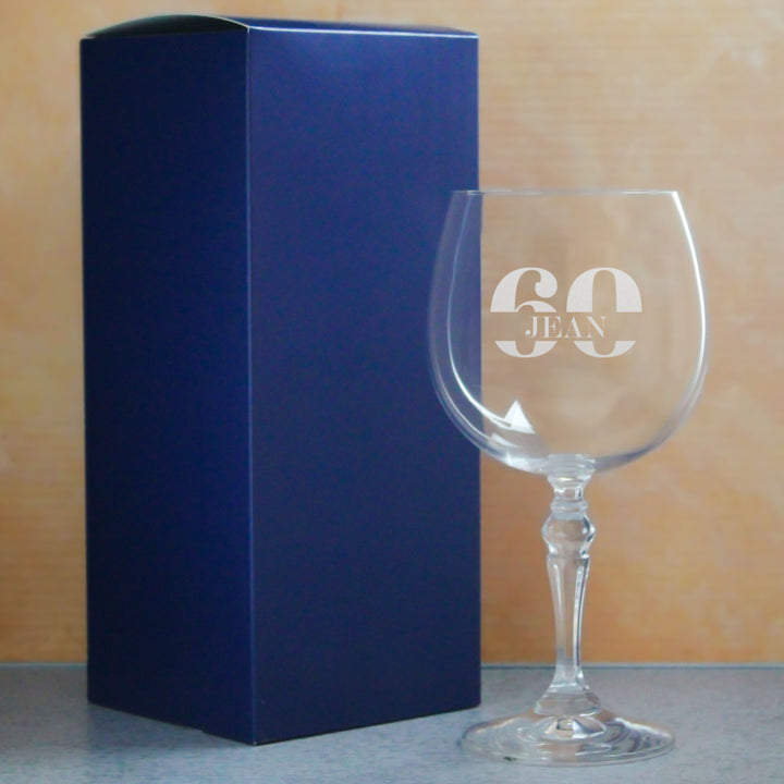 Engraved Crystal Gin and Tonic Cocktail Glass with Name in 60 Design Image 3