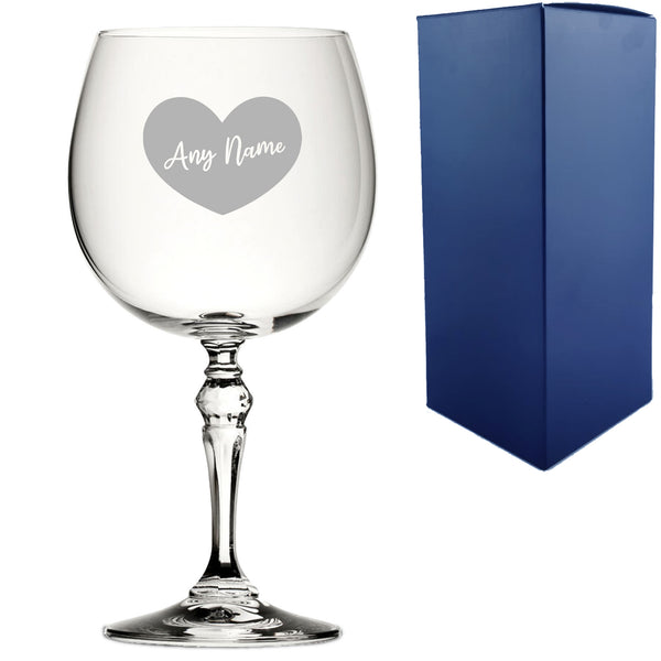 Engraved Crystal Gin and Tonic Cocktail Glass with Name in Heart Design, Personalise with Any Name Image 1