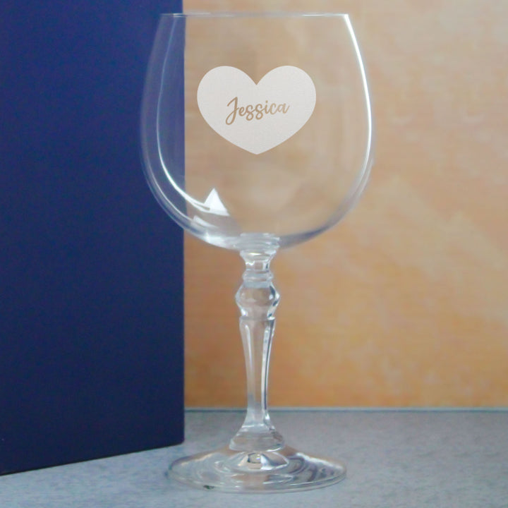 Engraved Crystal Gin and Tonic Cocktail Glass with Name in Heart Design, Personalise with Any Name Image 4