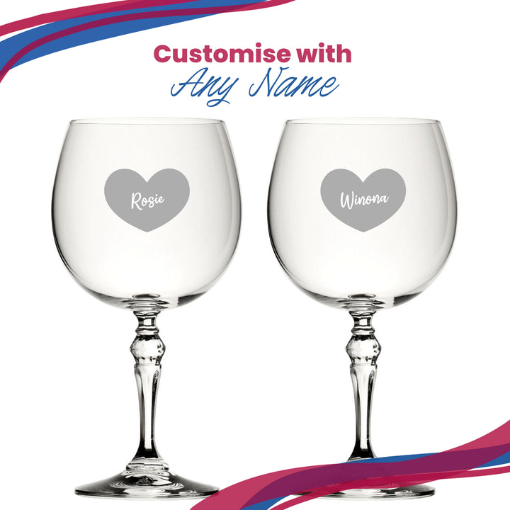 Engraved Crystal Gin and Tonic Cocktail Glass with Name in Heart Design, Personalise with Any Name Image 5
