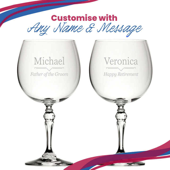 Engraved Crystal Gin and Tonic Glass with Line Break Design, Personalise with Any Name and Message Image 5