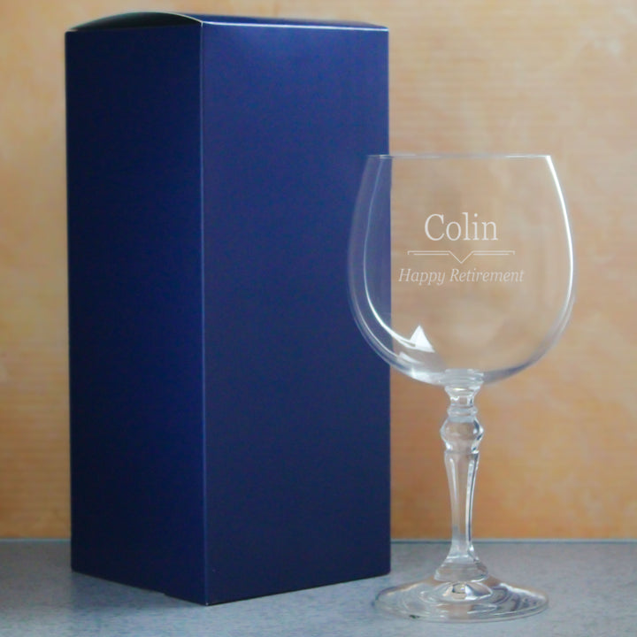 Engraved Crystal Gin and Tonic Glass with Line Break Design, Personalise with Any Name and Message Image 3