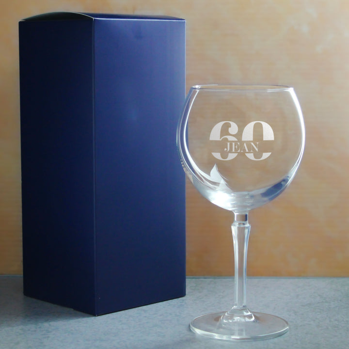 Engraved Hudson Gin Balloon Cocktail Glass with Name in 60 Design Image 3