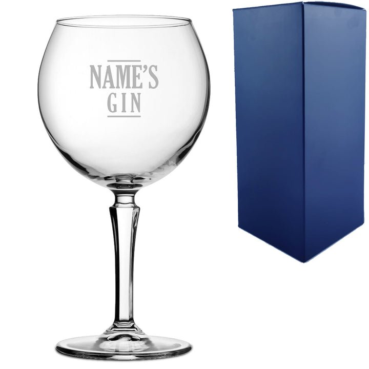 Engraved Hudson Gin Balloon Cocktail Glass with Name's Gin Serif Design, Personalise with Any Name Image 2