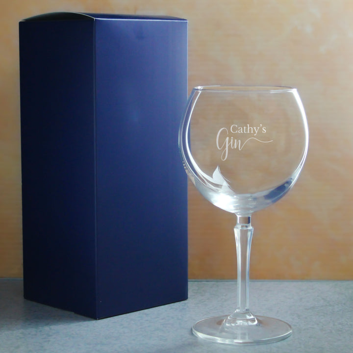 Engraved Hudson Gin Balloon Cocktail Glass with Name's Gin Design, Personalise with Any Name Image 3