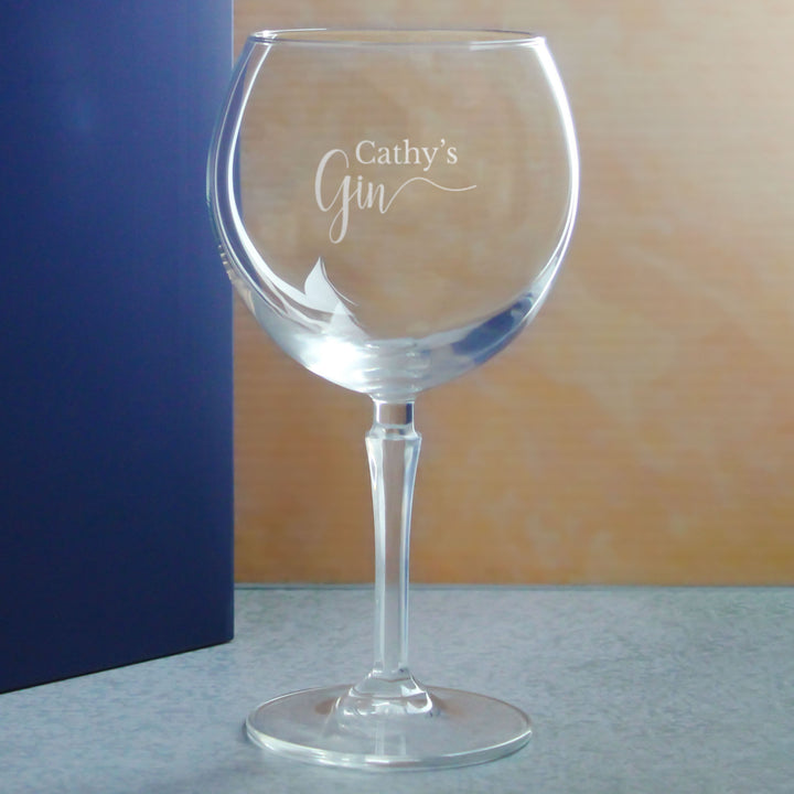 Engraved Hudson Gin Balloon Cocktail Glass with Name's Gin Design, Personalise with Any Name Image 4