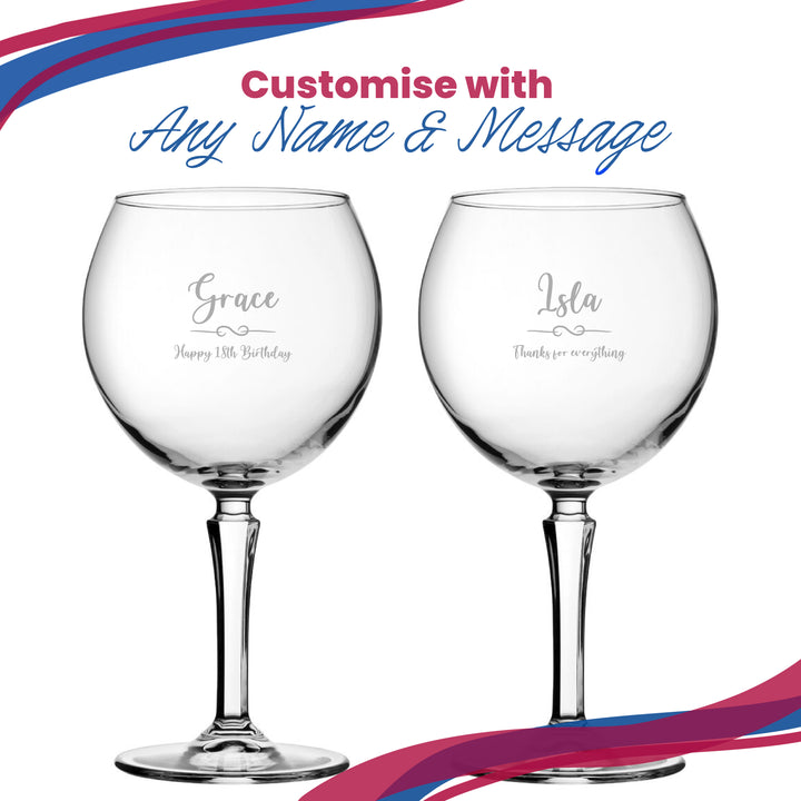 Engraved Hudson Gin Balloon with Flourish Design, Personalise with Any Name and Message Image 5