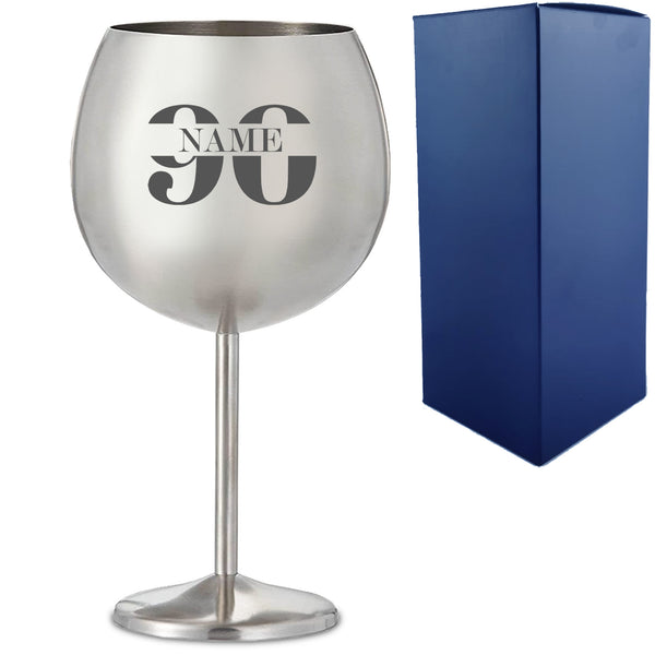 Engraved Metal Gin Balloon Cocktail Glass with Name in 90 Design Image 1