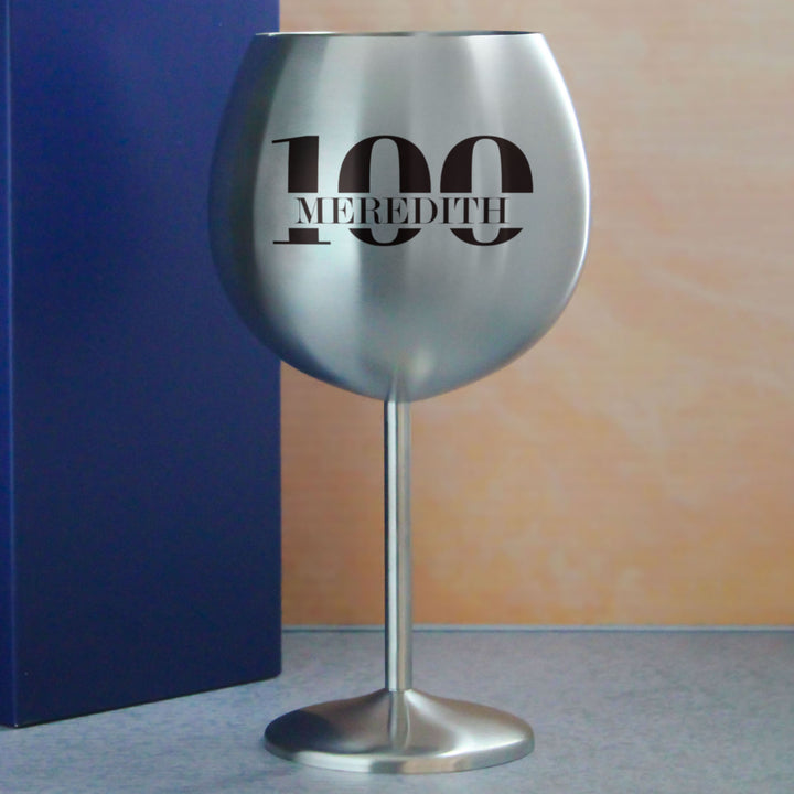Engraved Metal Gin Balloon Cocktail Glass with Name in 100 Design Image 4