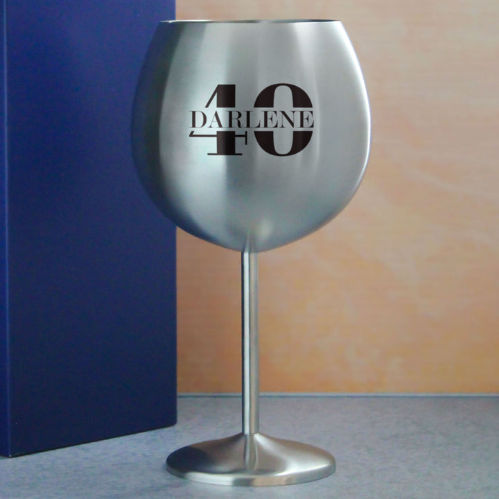 Engraved Metal Gin Balloon Cocktail Glass with Name in 40 Design Image 4