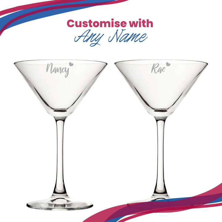 Engraved Enoteca Martini Cocktail Glass with Name with Heart Design, Personalise with Any Name Image 5