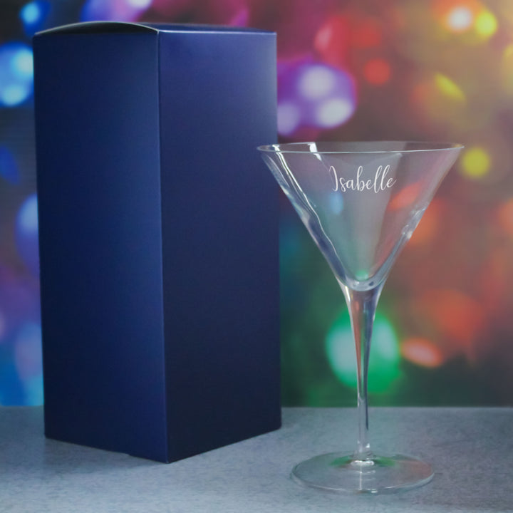 Engraved Crystal Allegro Martini Cocktail Glass with Script Name, Personalise with Any Name Image 3