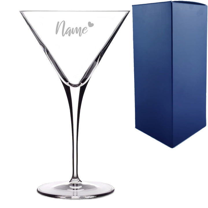 Engraved Allegro Martini Cocktail Glass with Name with Heart Design, Personalise with Any Name Image 2