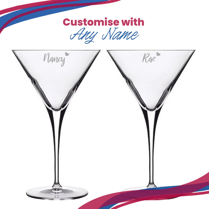 Engraved Allegro Martini Cocktail Glass with Name with Heart Design, Personalise with Any Name Image 5
