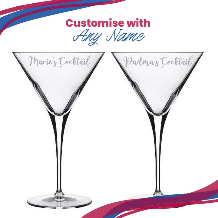 Engraved Allegro Martini Cocktail Glass with Name's Cocktail Design, Personalise with Any Name Image 5