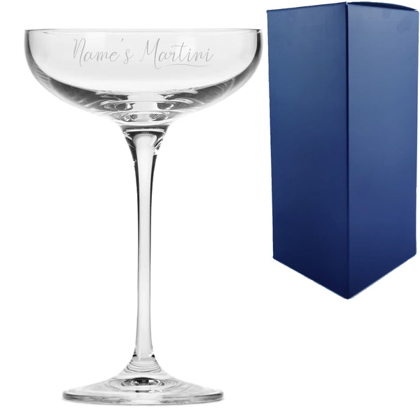 Engraved Infinity Cocktail Saucer with Name's Martini Design, Personalise with Any Name Image 1