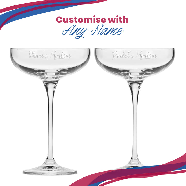 Engraved Infinity Cocktail Saucer with Name's Martini Design, Personalise with Any Name Image 5