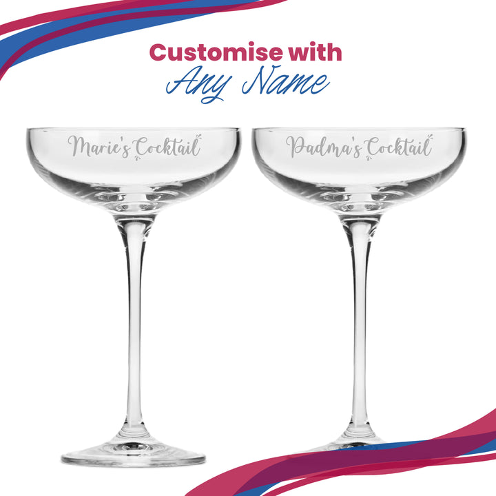 Engraved Infinity Cocktail Saucer with Name's Cocktail Design, Personalise with Any Name Image 5