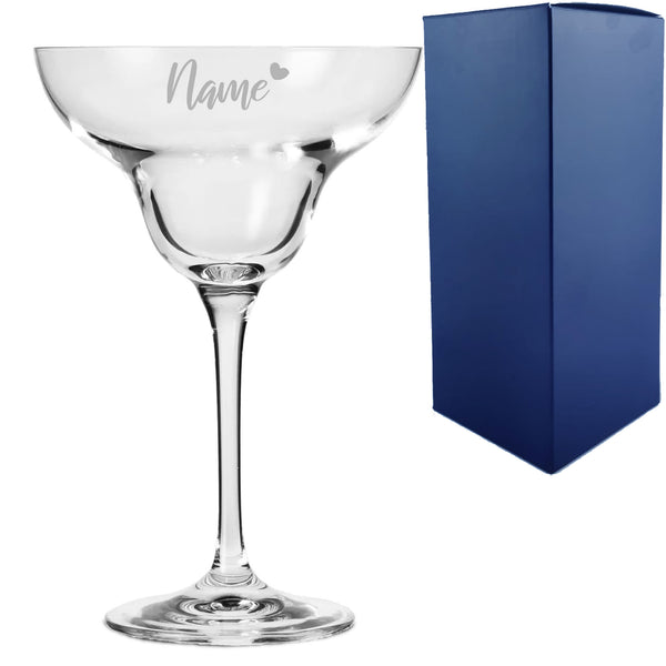 Engraved Infinity Margarita Cocktail Glass with Name with Heart Design, Personalise with Any Name Image 1