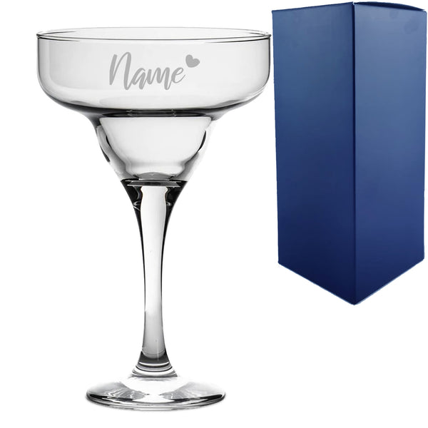 Engraved 295ml Margarita Cocktail Glass with Name with Heart Design, Personalise with Any Name Image 1