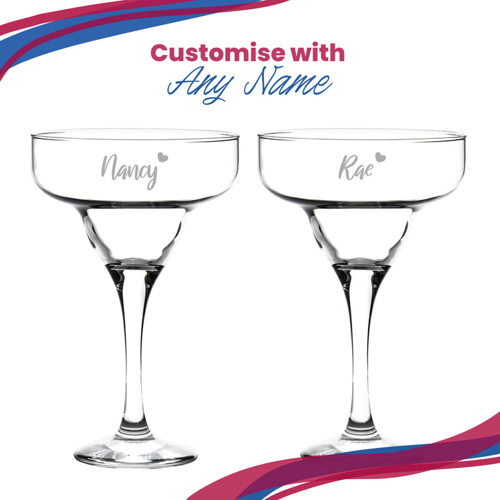 Engraved 295ml Margarita Cocktail Glass with Name with Heart Design, Personalise with Any Name Image 5