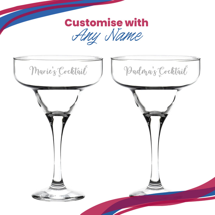 Engraved 295ml Margarita Cocktail Glass with Name's Cocktail Design, Personalise with Any Name Image 5