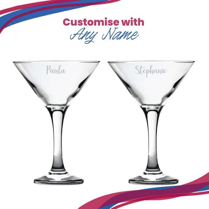 Engraved Petite Martini Cocktail Glass with Script Name, Personalise with Any Name Image 3