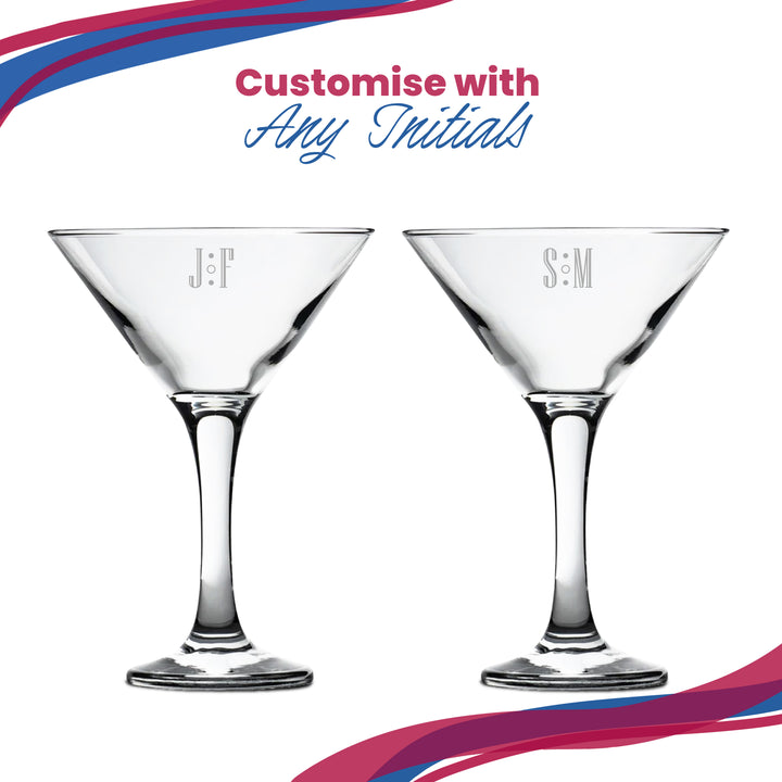 Engraved Petite Martini Cocktail Glass with Initials Design, Personalise with Any Name Image 3