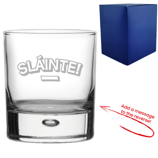 Engraved Whisky Glass with Slainte Design, Add a Personalised Message to the Reverse Image 1