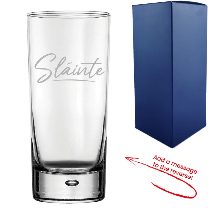 Engraved Hiball Tumbler with Slainte Script Design, Add a Personalised Message to the Reverse Image 2