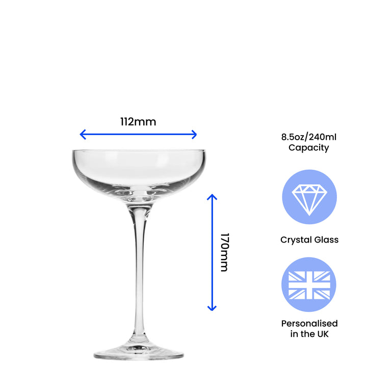 Engraved Infinity Cocktail Saucer with Name's Martini Design, Personalise with Any Name Image 6
